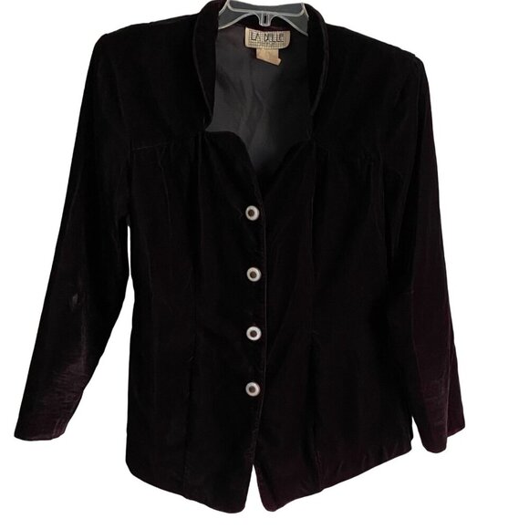 La Belle Black Long Sleeve Button Down Jacket Blazer Size 13 - Picture 3 of 12